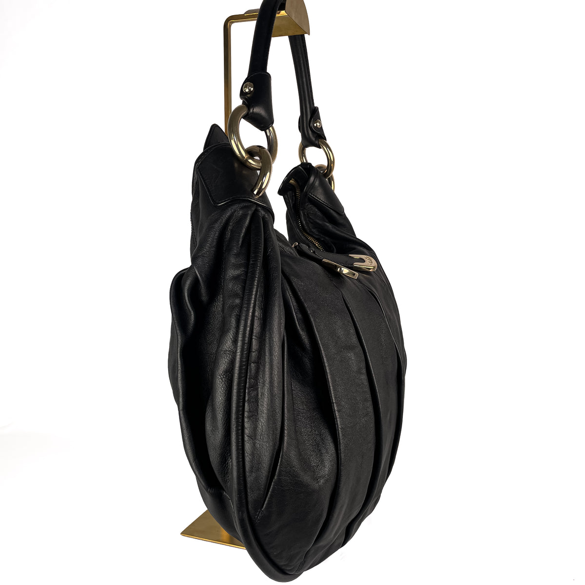 Bally Pleated Leather Hobo Bag