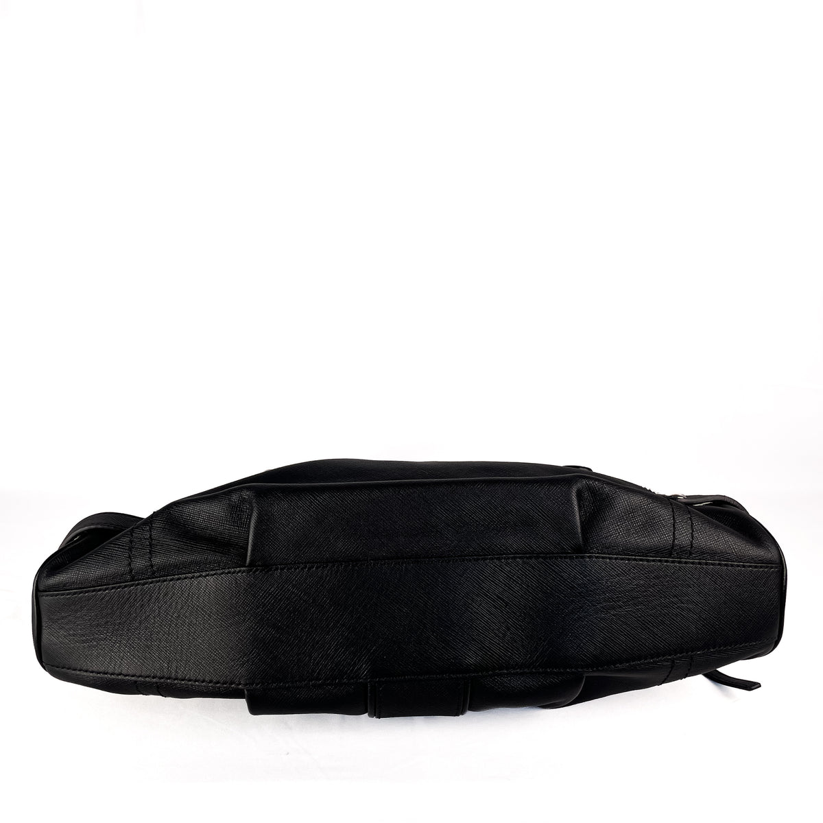 Base view of black Salvatore Ferragamo Gancini handbag