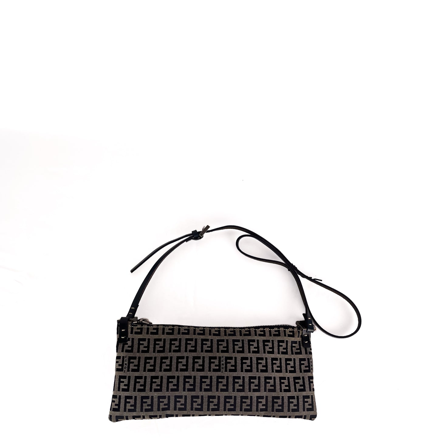 Fendi Zucchino Canvas / Leather Shoulder Bag