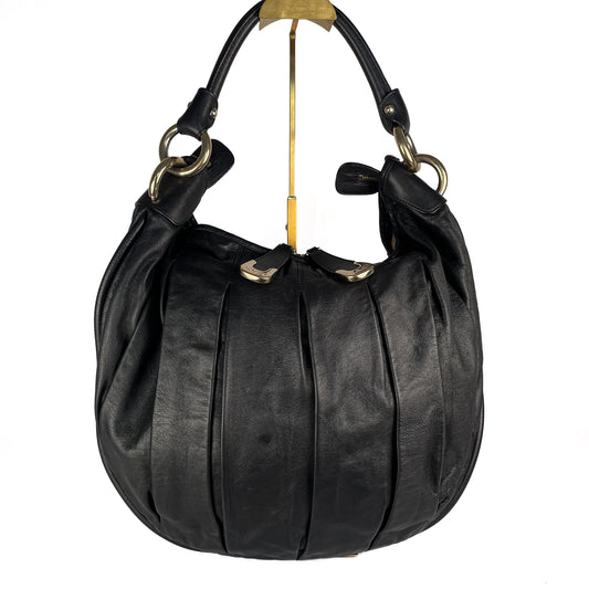 Bally Pleated Leather Hobo Bag
