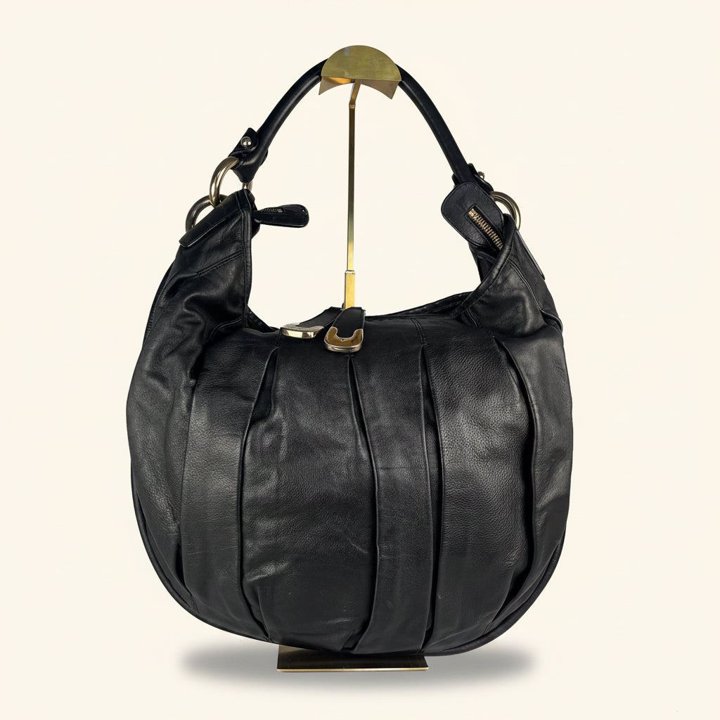 Bally Pleated Leather Hobo Bag