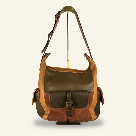 Front view of brown Chloé Gabby Patchwork Bag