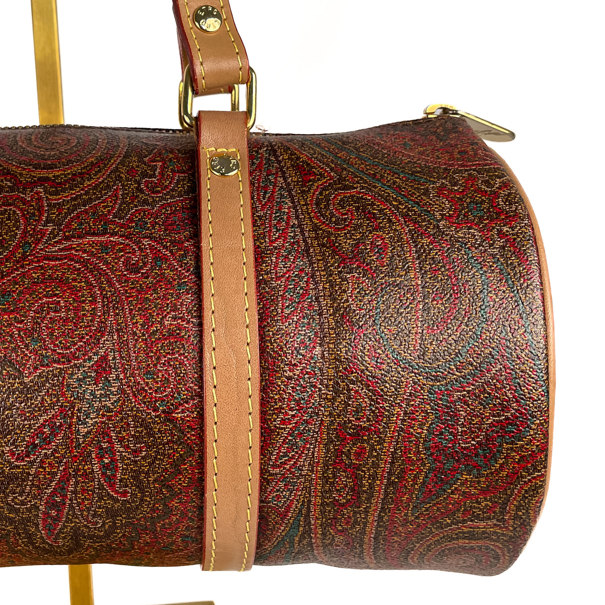 Etro paisley canvas and leather detailing