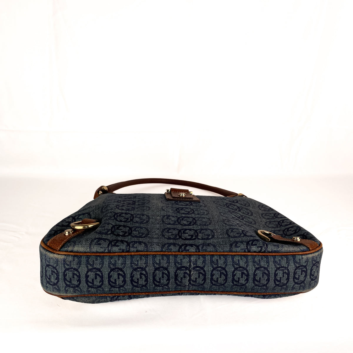 Base view of Gucci Abbey D-Ring GG denim shoulder bag