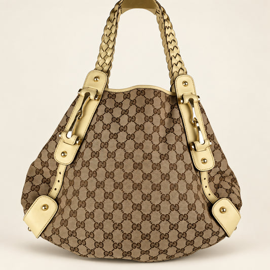 Gucci GG Canvas Pelham shoulder bag with leather trim