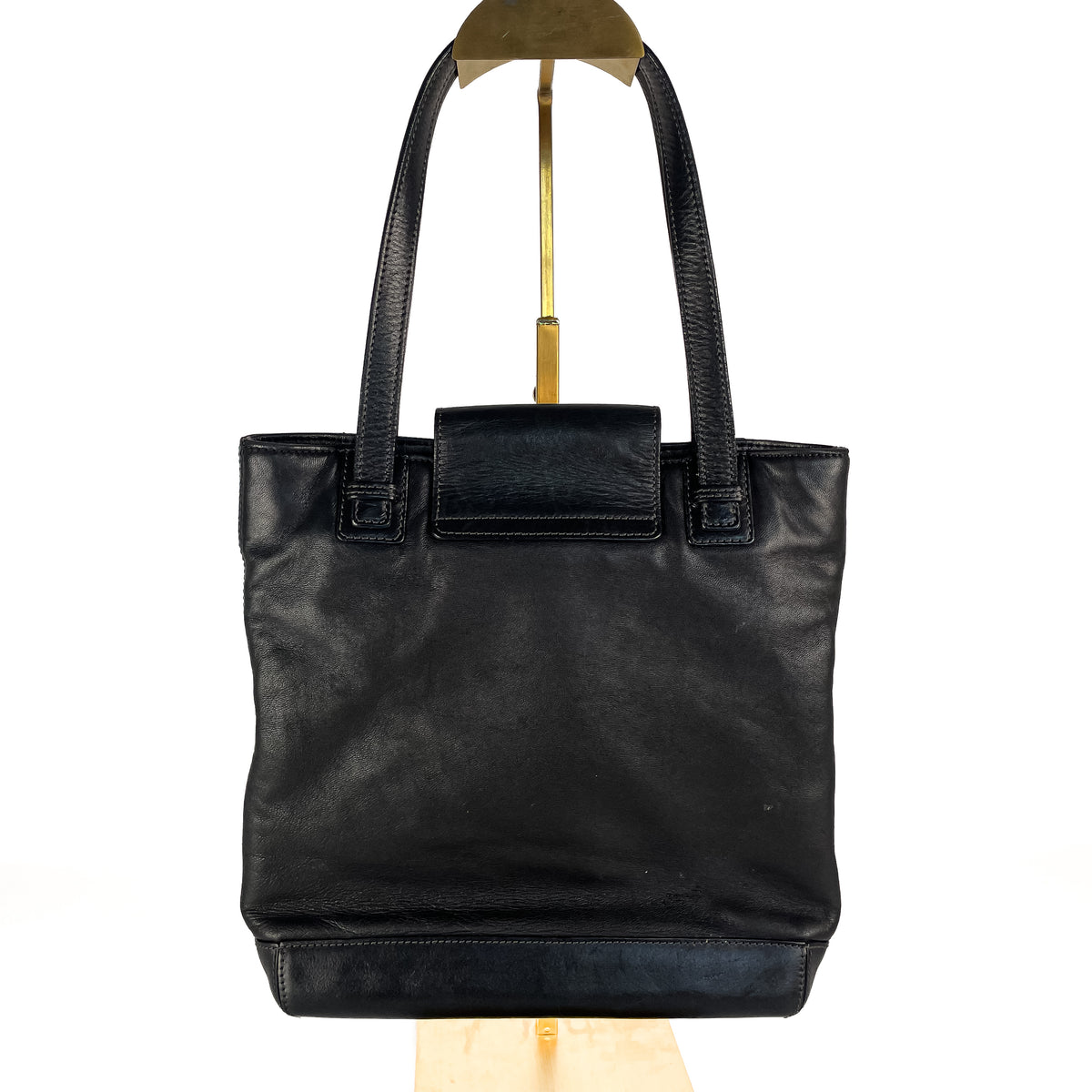 Rear view of black Loewe 2003 leather tote