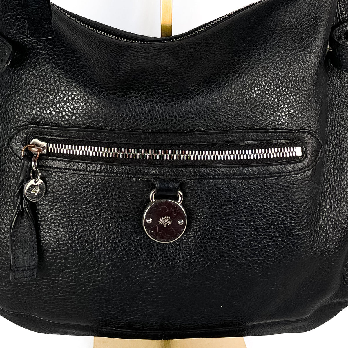 Mulberry Somerset shoulder bag in black pebbled leather