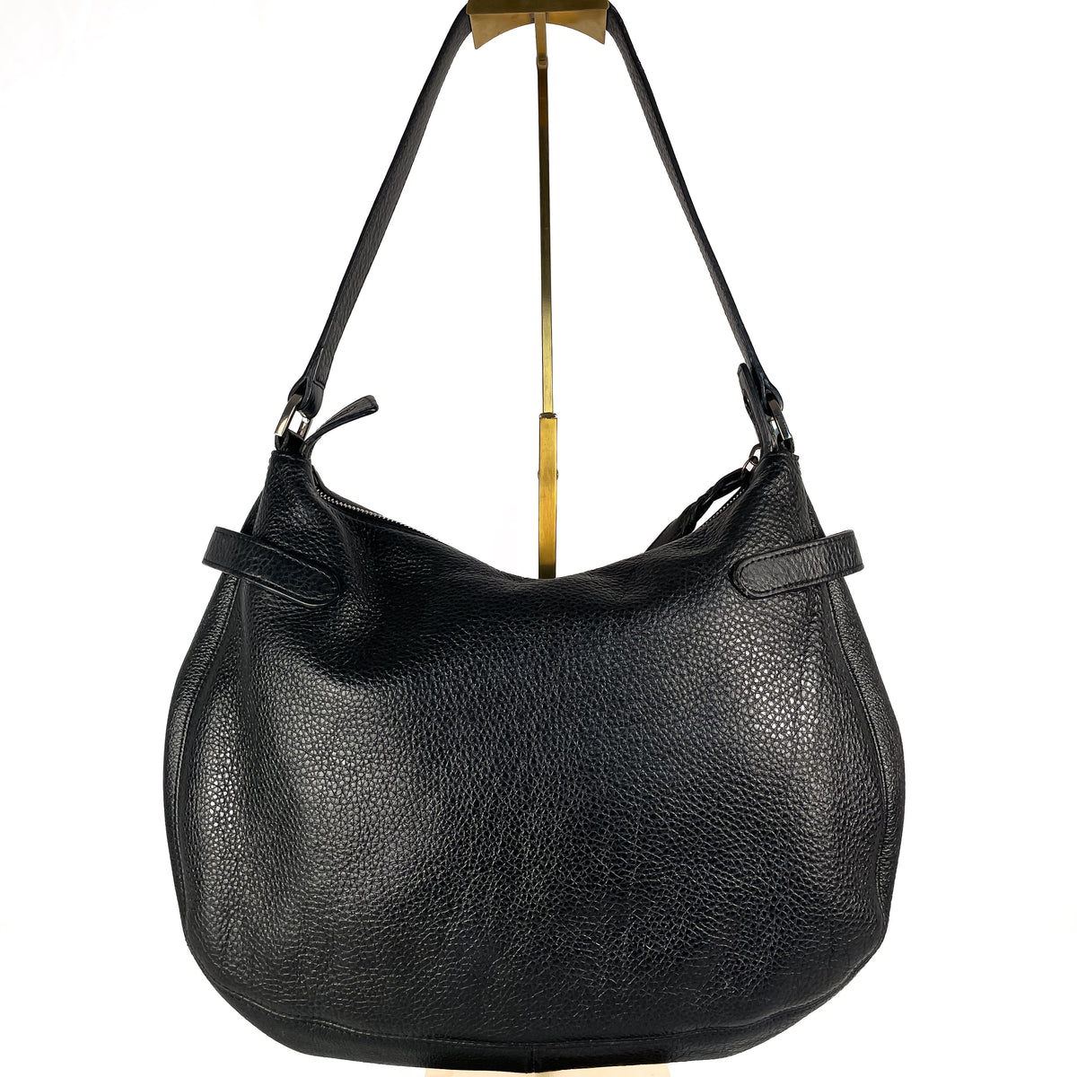 Rear view of black Mulberry Somerset leather shoulder bag