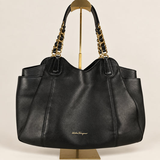 Black Salvatore Ferragamo Melinda leather tote bag